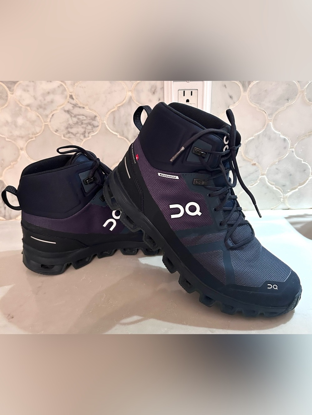 On Cloud Cloudrock Waterproof Mid-Top Hiking Boot in Dark Blue - Picture 3 of 8